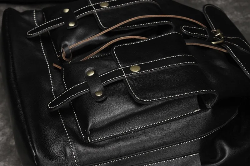 Leather Display of Woosir Genuine Leather Drawstring Backpack