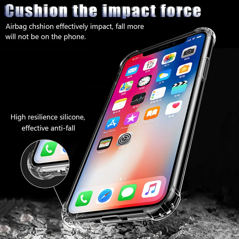 KIPX1046_2_Luxury Shockproof Transparent Cases for iPhone XS XR XS Max Soft Silicone Phone Case for iPhone 5S SE 6S 7 8 Plus Back Cover