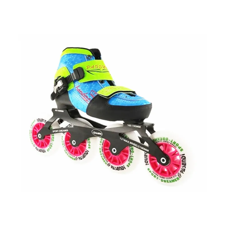 Встроенные скоростные коньки 4 размера регулируемые, для взрослых детей регулируемые одиночные моющиеся ботинки роликовые коньки 4*100 мм колеса - Цвет: S (EU30-EU33)