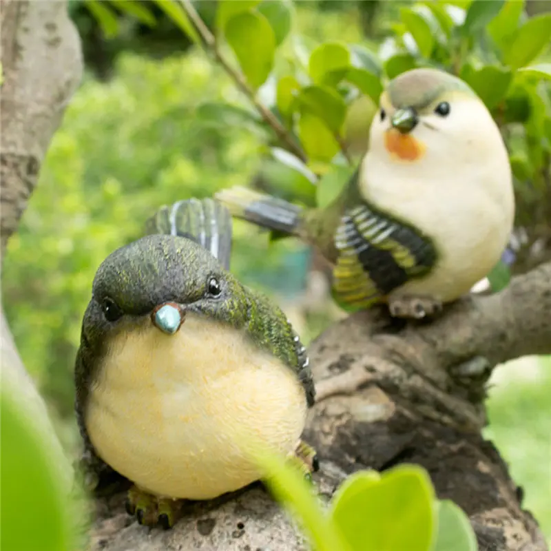 Sale   Cute 4 Pcs/Set Doll Artificial Birds Resin Statue Figurine Model House Home Lawn Garden Decor Ornam 