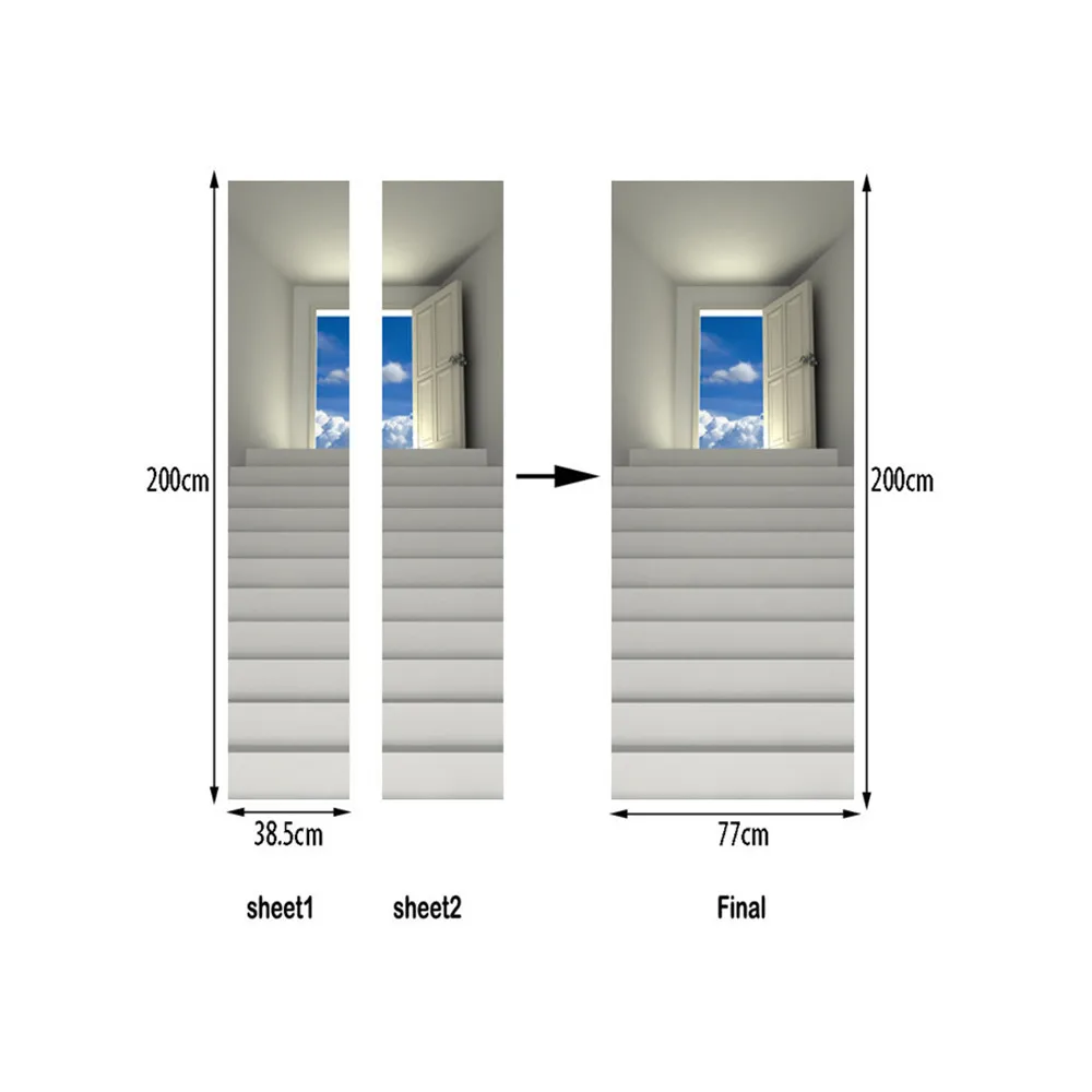 77x200 см 3D наклейки на дверь для гостиной, спальни, ПВХ самоклеющиеся обои, домашний декор, сделай сам, водостойкая Наклейка на стену