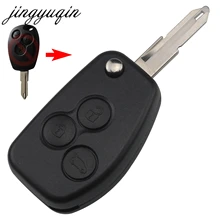 jingyuqin 3 Buttons Modified Flip key Fob Case for Renault Kangoo Clio DACIA Logan Sandero Key Remote Shell