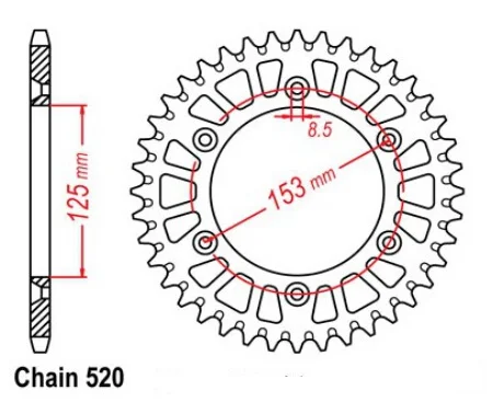 520 цепи 38T 39T 40 т 42-45 T 47 т 48 49 50T 51 т 52 53 т 60 Зубы мотоцикла звездочки для HONDA CR125 CR250 CRM250 XR400 XR650