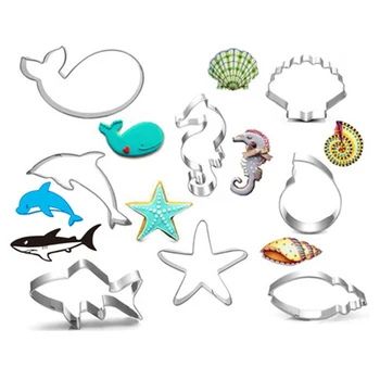 

Children's Day Marine Life Cookie Cutter Stainless Steel Fondant Cutter Baking Cookie Mold Biscuit Mould Biscuit Printing Tools