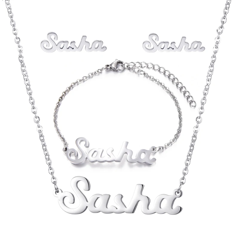 Индивидуальные из нержавеющей стали имя серьги ожерелья браслеты