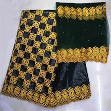 Базен riche getzner с камнями парча в Гвинейском стиле Черная кружевная ткань Базен riche ткань Базен кружевная ткань 5+ 2 двор/комплект KFZ-1