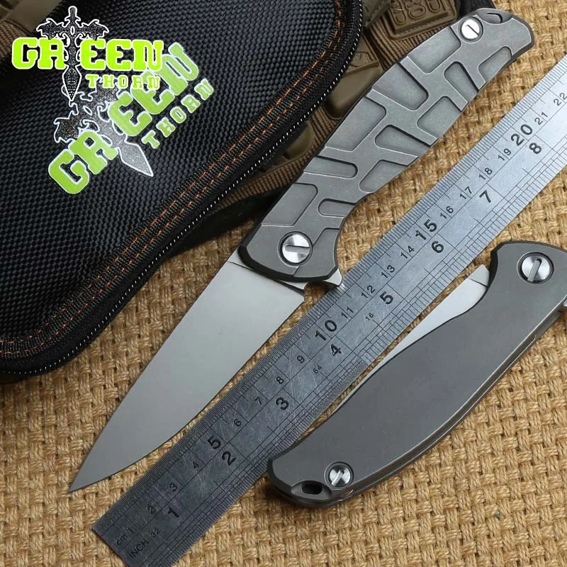Складной нож Green thorn F95 с подшипником D2 blade TC4 титановая ручка карманный для