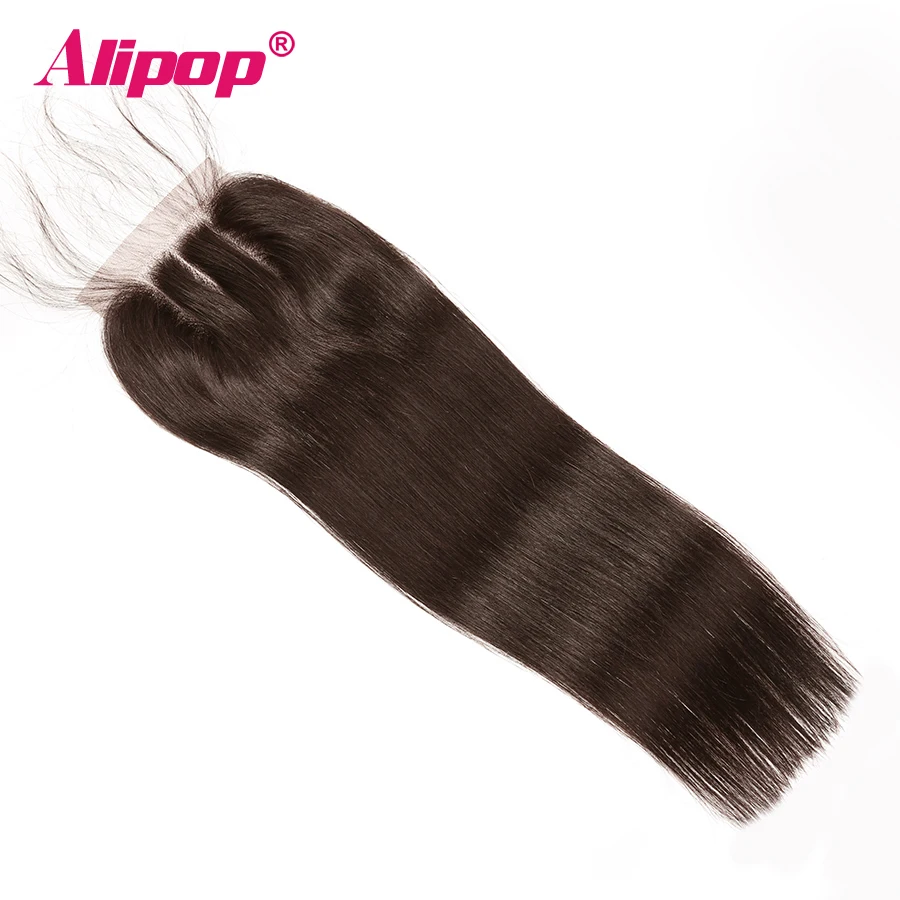 #2 Dark Brown Closure Colored Hair Brazilian Straight Closure With Baby Hair ALIPOP Non Remy Human Hair Closures 4x4 Swiss Lace (16)
