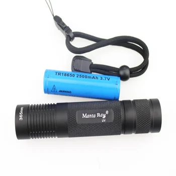 

Manta Ray 365nm UV LED Flashlight Small Straight Tube UV Flashlight +1x18650+1xCharger