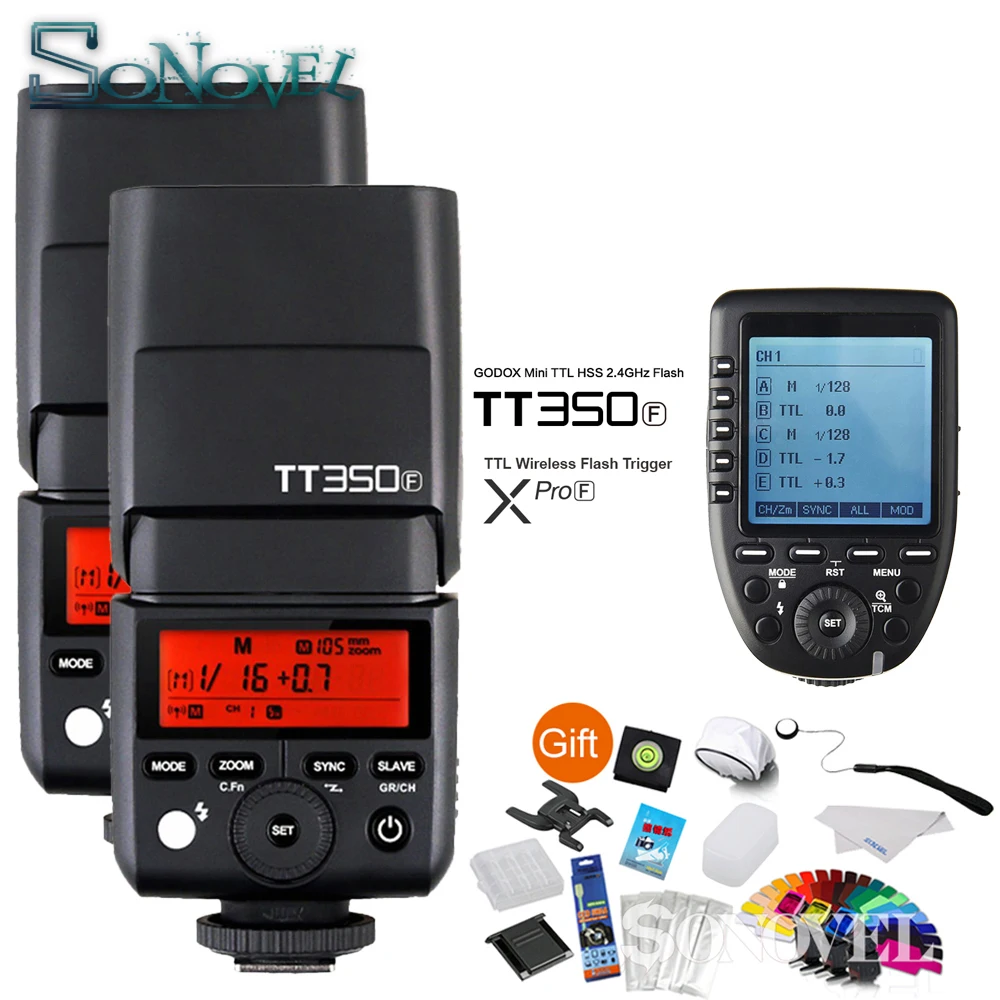 2x Godox TT350F Мини Вспышка для камеры + Xpro F TTL 2 4G HSS 1/8000s беспроводной триггерный