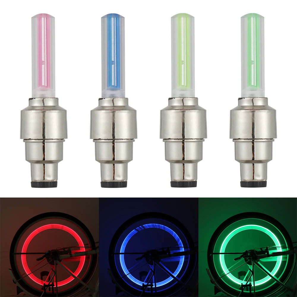 2PC button batterie Neon Lights Wheel Valve Cap Light LED Lamp Flash