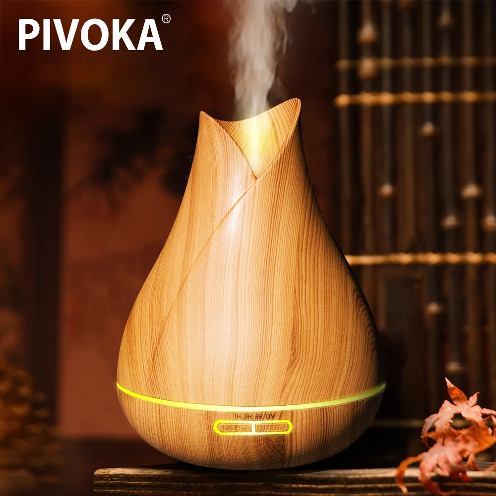 

PIVOKA 400ml USB Aroma Essential Oil Diffuser Ultrasonic Mist Humidifier Air Purifier 7 Color Change LED Night Light for Home