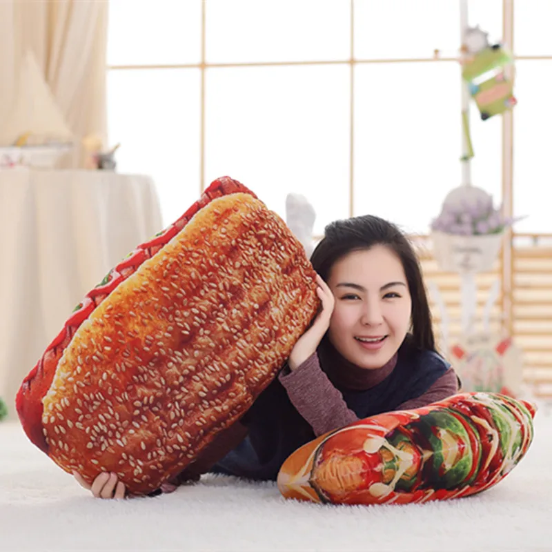 1pc Simulation Creative Food Cookies Pizza hamburger Pillow Lifelike Plush Toy Soft Stuffed Cushion Child Kid Funny Gift