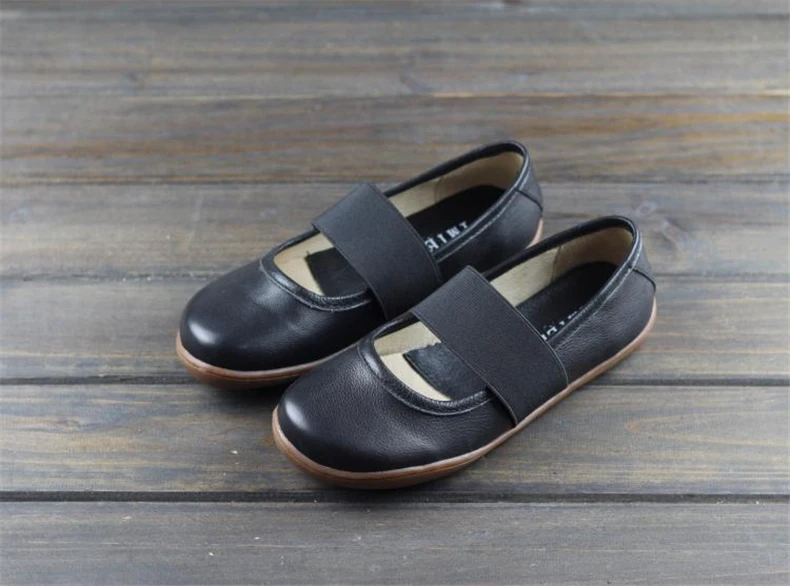 Genuína Mulheres de couro liso sapatos com