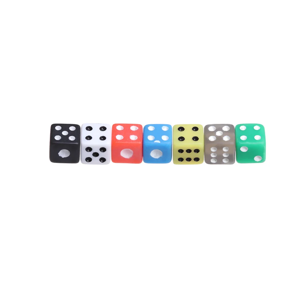 Colorful 6 Sided Portable Table Games Dice 5mm Acrylic Round Corner Board Game Dice Party Gambling Game Cubes Digital 50Pcs