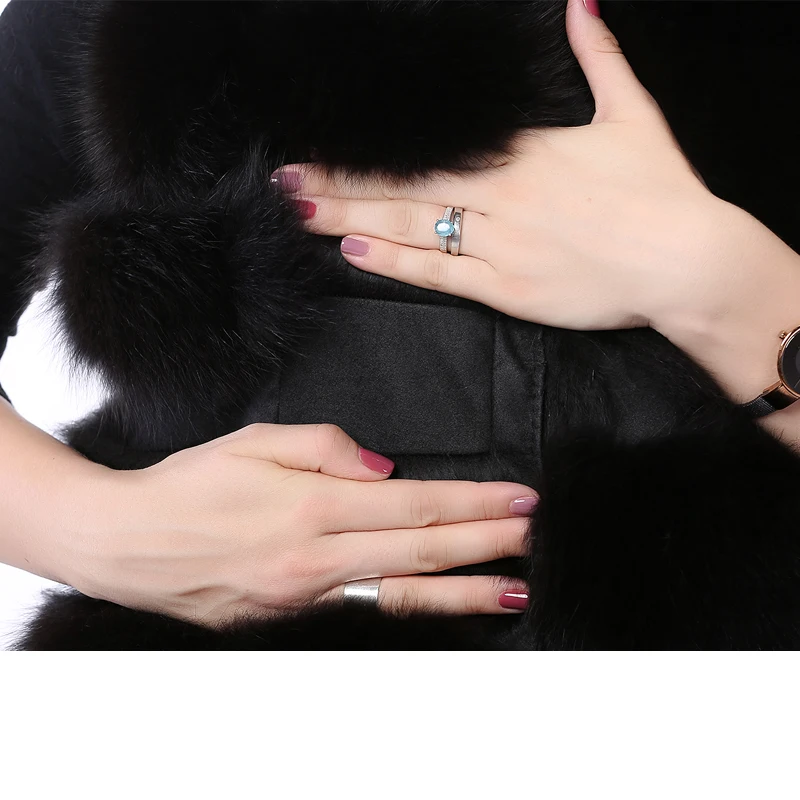 Valpeak Real Black Fox Fur Vest Winter Women Genuine Fox Fur Coat Natural Leather Fur Vest with Lining Coats