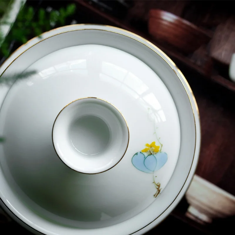 PINNY 160 мл ручная роспись цветок сливы Gaiwan традиционный китайский белый фарфор чай супница китайский чайный набор кунг-фу посуда для напитков