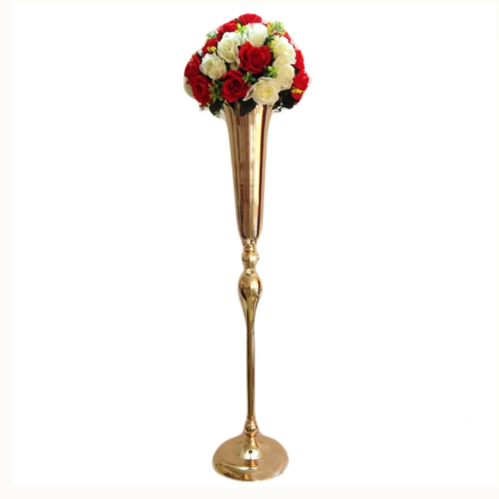 100cm Tall Metal Gold Flower Vase Trumpet Vases Wedding Decoration