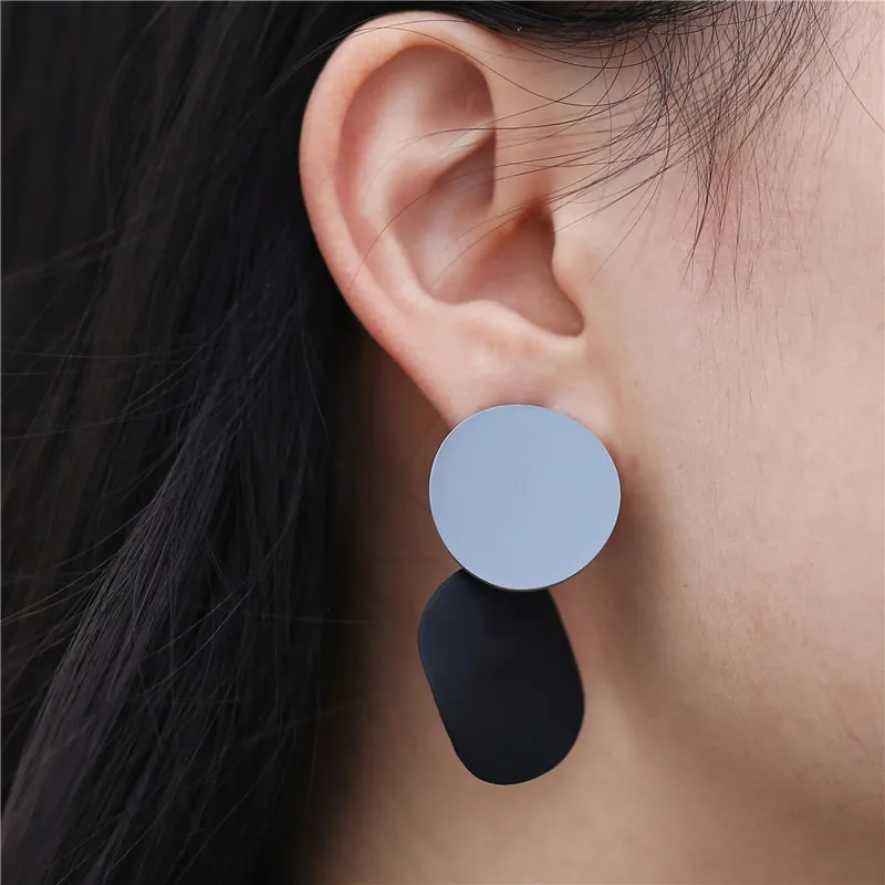

17MILE Fashion Round Drop Earrings For Women 2018 Statement Contrast Metal Dangle Earrings Female Handmade Jewelry Drop Shipping