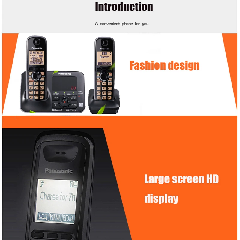 الرقمية هاتف لاسلكي مع Bluethooth الجواب آلة Handfree صوت البريد الخلفية LCD اللاسلكية الهاتف ل مكتب المنزل الأسود