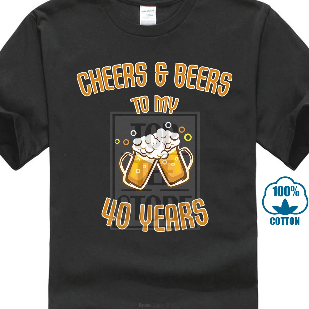 Gildan 100 Cotton Letter Printed T Shirts 40Th Birthday Cheers And