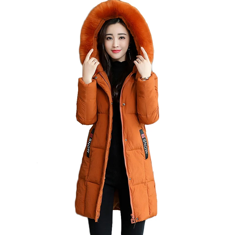 Best Winter down jacket female 2019 new big fur collar hooded down cotton jacket coat womens thicken warm down parkas women long coat