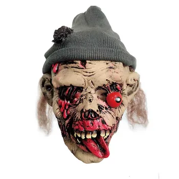 

Halloween Adult Full Face Latex Mask Bloody Scary Extremely Disgusting Masks with Wig Hat Costume Party Cosplay Prop