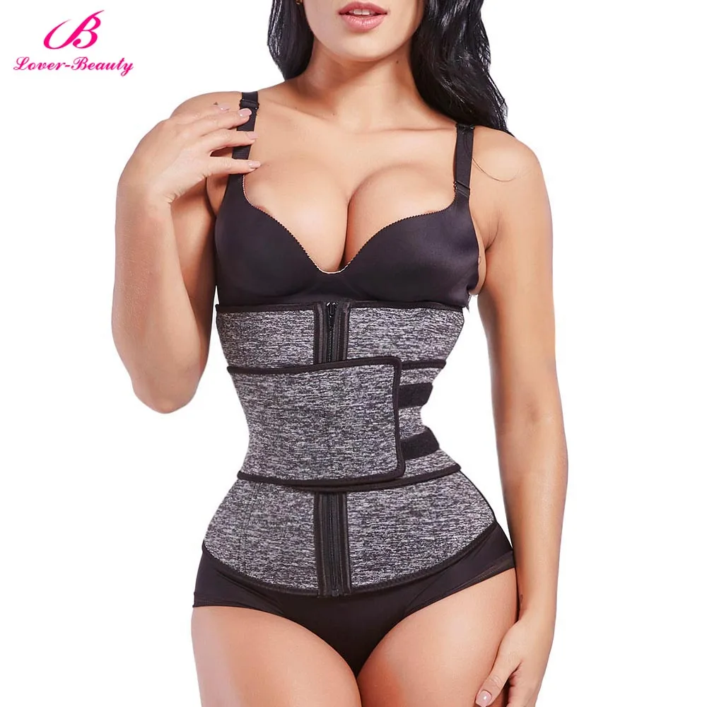 Lover Beauty Women Waist Trainer Plus Size High Compression Zipper Fajas Slimming Tummy Belt Corset Neoprene Fitness Sweat Belt