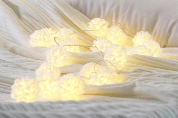 

BATTERY OPERATED LED FAIRY STRING LIGHTS in WARM WHITE WITH HANDMADE SILK FLOWER IDEAL FOR TABLE DECOR, WEDDINGS, FLOWERS