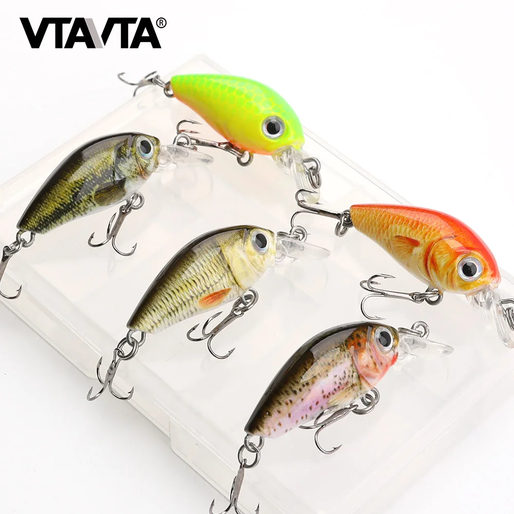 VTAVTA البسيطة Crankbait 5 قطعة الصيد السحر 3.6 سنتيمتر 3.6g توبواتر الاصطناعي الطعم الثابت أسماك Swimbait Wobblers الكارب الصيد إغراء مجموعة