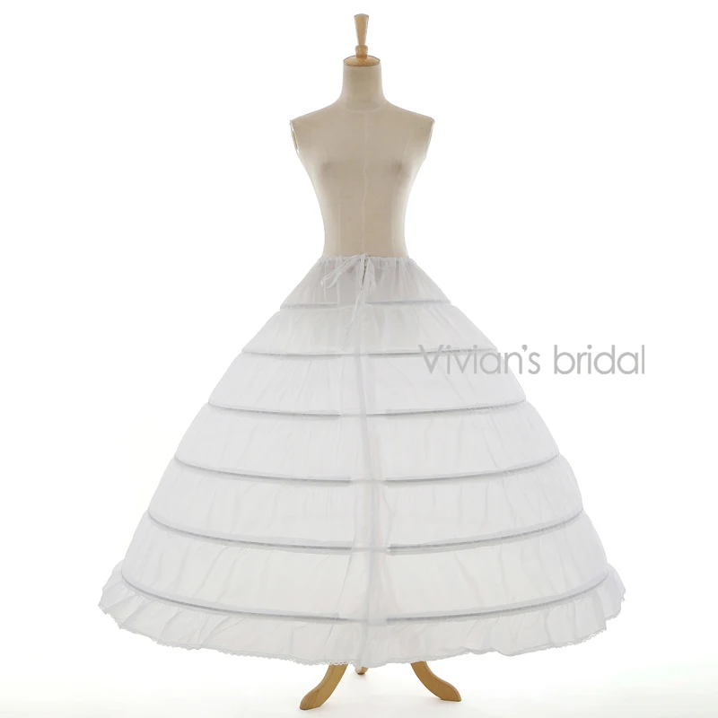 

Vivians Bridal Ball Gown Petticoat White 6 Hoops Underskirt Bridal Accessories Free Shipping Hot Sale For Wedding Dresses 9306