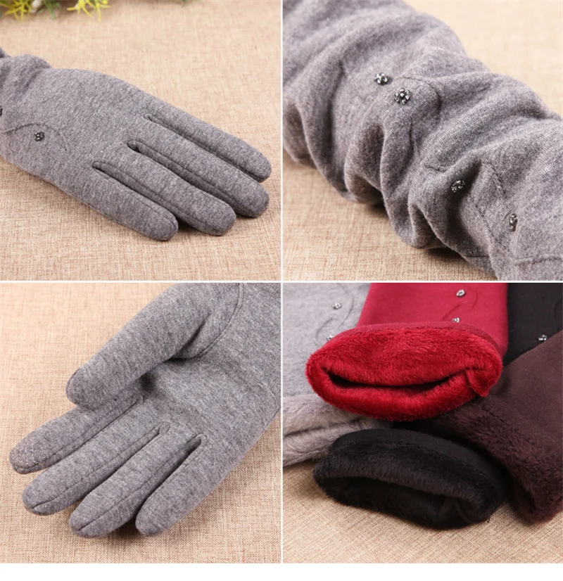 Женские бархатные перчатки с манжетами, женские длинные зимние перчатки с пятью пальцами, вязаные толстые теплые перчатки с рукавами BL023N1