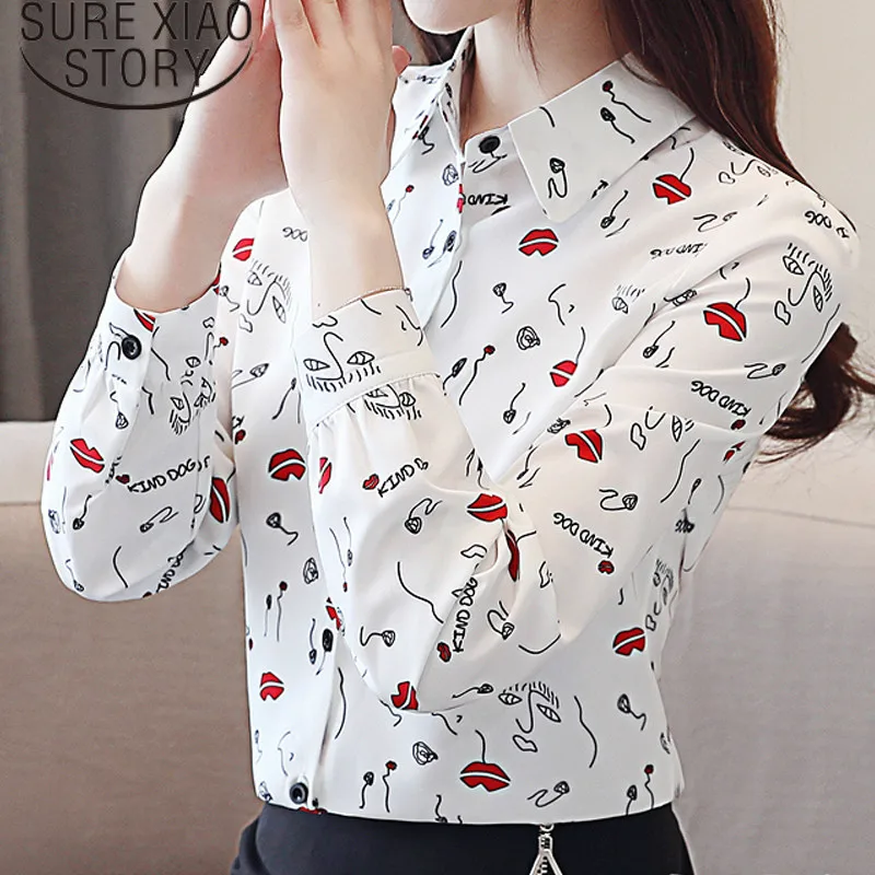Blusas Mujer De Moda 2021 шифоновая рубашка с длинными рукавами на весну принтом тонкая