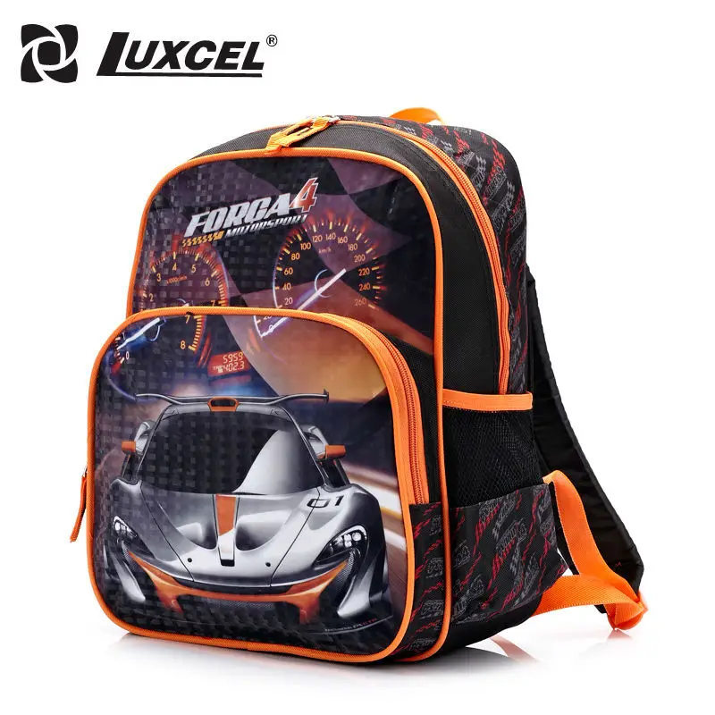 Luxcel waterproof Boy School font b Backpack b font Racing Car cartoon children schoolbag font b