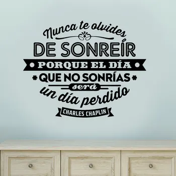 

Spanish Deco Quotes Nunca Te Olvides De Sonreir Inspiration Lettering Words Wall Vinyl Sticker For Office Public DIY QU26