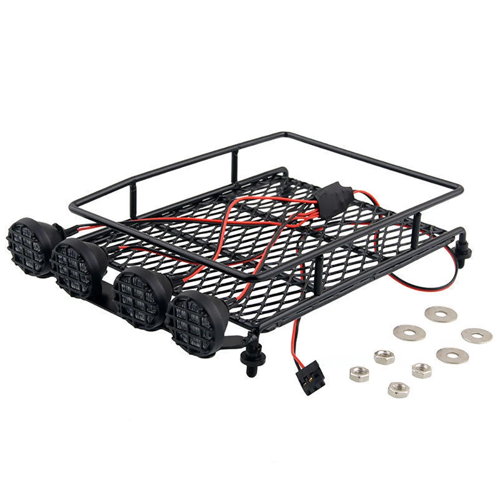 

Roof Rack Luggage Carrier with Led Light Lamp Bar for 1/10 MonsterTruck RC Car Crawler Axial SCX10 90046 D90 TRX-4
