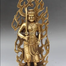 1" Японский Бронзовый Стенд Япония Воин Маммона Бог Будда нож Базы Статуя