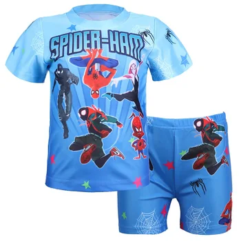 

6 Styles Fashion Children 3Pcs Clothes Super Hero Spiderman Altman Swimming trunks cap Suit Boys Swimsuit Kids T-shirt Shorts