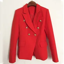 Осень-зима, новинка, Подиумные дизайнерские женские красные куртки, женские двубортные куртки с металлическими пуговицами, пальто, пальто, одежда