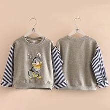 Толстовки для маленьких девочек; Новое поступление; весенняя одежда для девочек с рисунком кролика; повседневные хлопковые пуловеры с круглым вырезом для детей; детская одежда