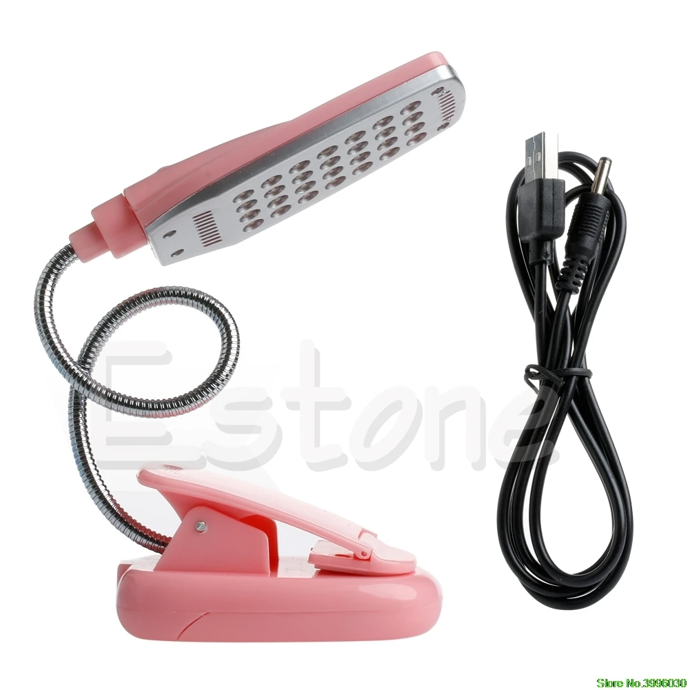 

1PC Flexible USB 28 LED Light Clip-on Beside Bed Table Desk Reading Book Lamp
