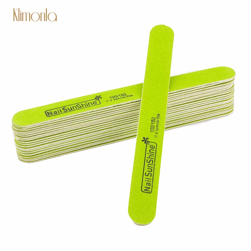 

20pcs Green Wood Nail File 100/150 Grits Double-side Nail Sanding Buffers Straight Manicure Polish UV Gel Nail Art Tips