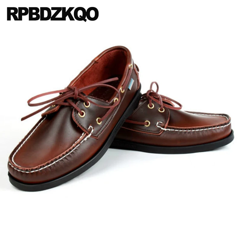

High Quality 46 Suede Lace Up Breathable Big Size Spring Casual Men Brown Genuine Leather Shoes Driving British Style Real Boat