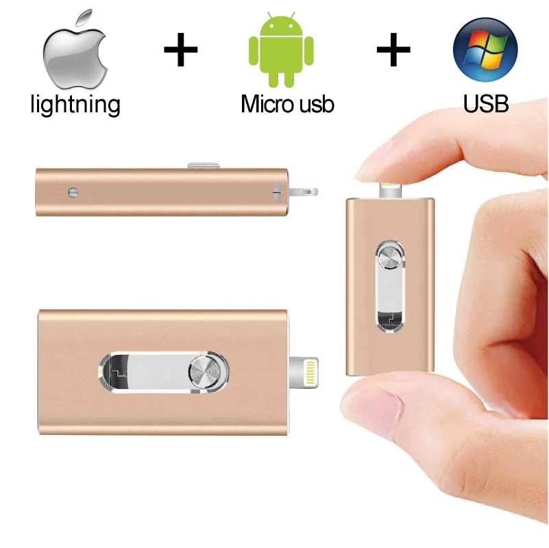 3 в 1 металлический OTG USB флэш-накопитель для планшетов IOS PC мобильный телефон Mini I