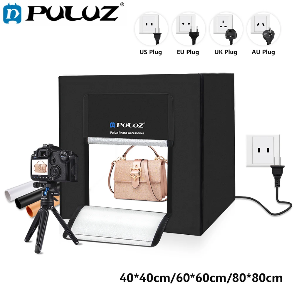 

PULUZ 40*40/60*60/80*80CM Mini Photography Studio Nylon Cloth Soft Box High Bright Photo Studio Lighting Tent AU/UK/US/EU Type