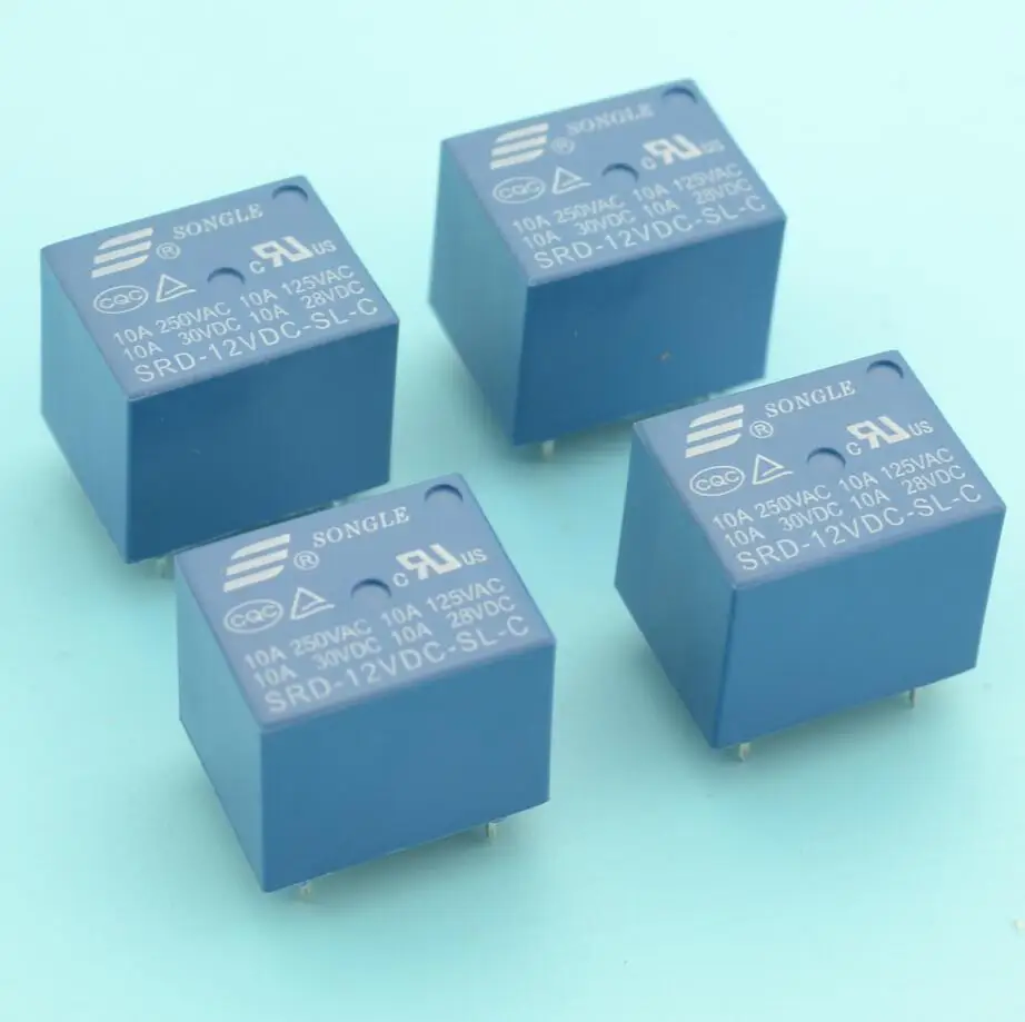 4pcs 10A 5 pins SONGLE SRD PCB power Relay 5 Pins RELAY 12V DC Coil
