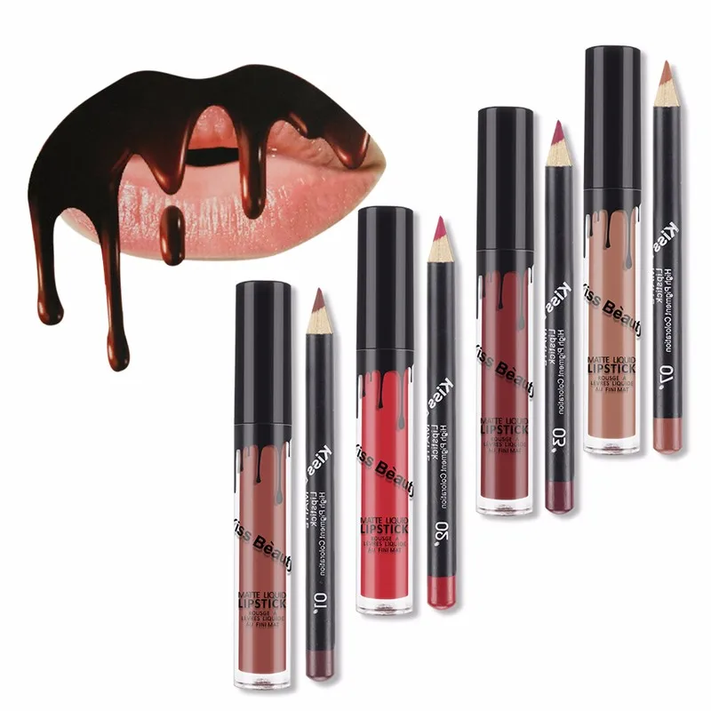 Buy Kiss Beauty Matte lipsticklip gloss pigment lip gloss +lip liner makeup