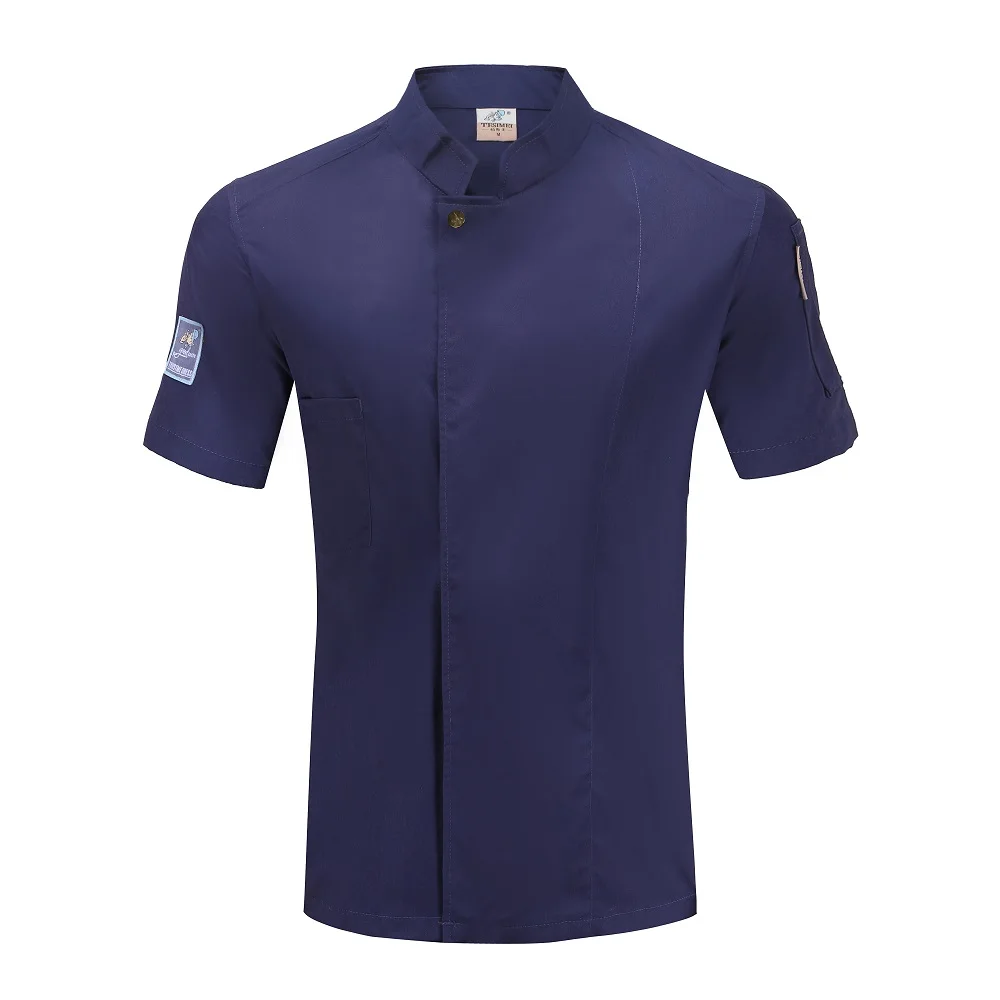 

Men Women Solid Short Sleeves Spring Summer Restaurant Chef Jacket Kitchen Hotel Work Uniform Cook Bakery Shirt for Waitress