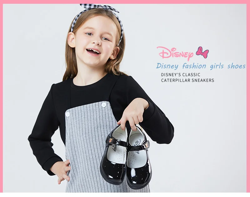 Disney/детская кожаная обувь; модная весенняя обувь принцессы для девочек; Новинка; черная обувь для детей; Студенческая обувь; Размеры 26-37