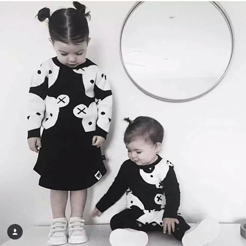 

New 2019 Baby Girls Boys Knitted Sweaters 1-6Yrs Toddler Cotton Pullovers Bear Black White Bear Children's Winter Top Clothes